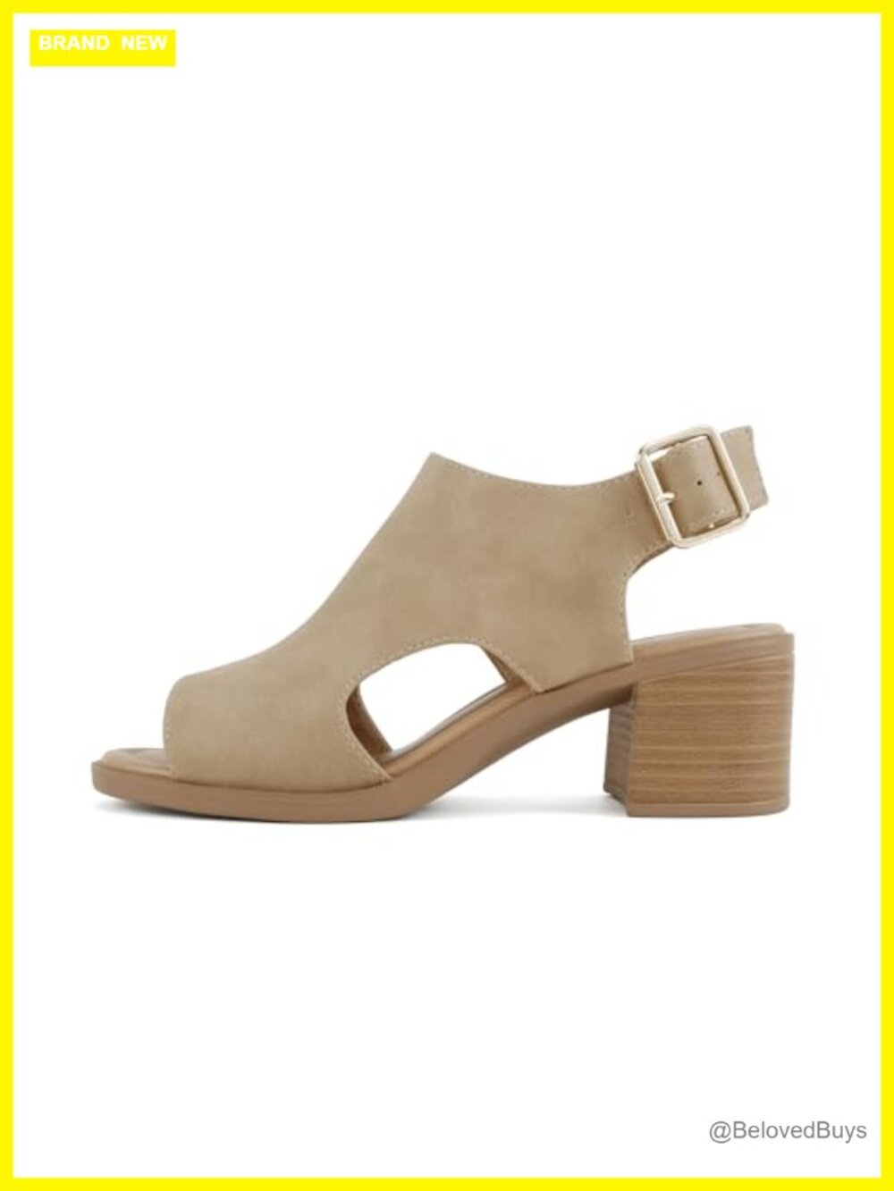 Women Peep Toe Slingback Heel Sandal with Adjustable Buckle Strap